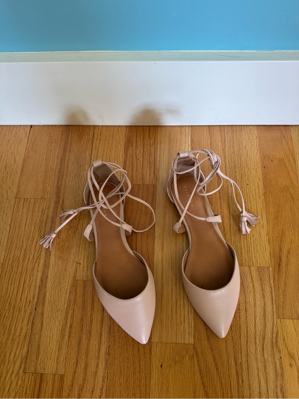 Halogen Blush Pointed Lace-Up Flats nwt